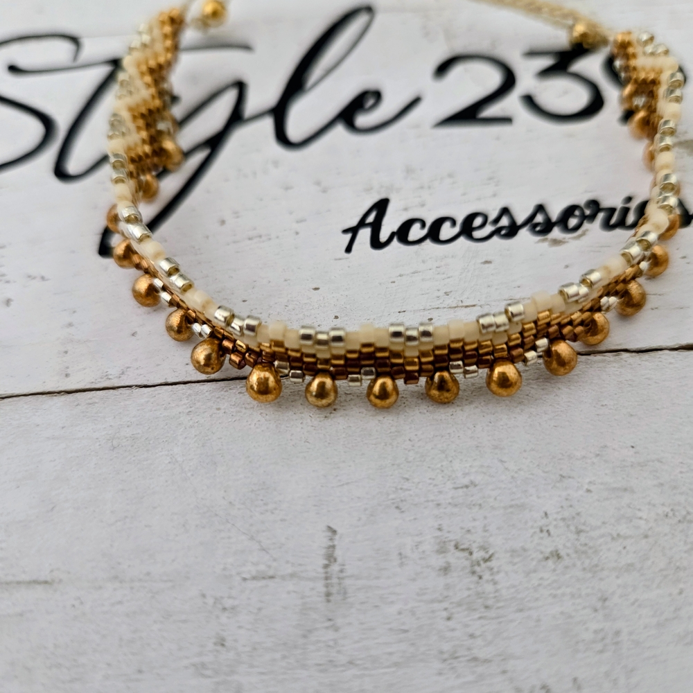 Miyuki Gold Beaded Adjustable Bracelet